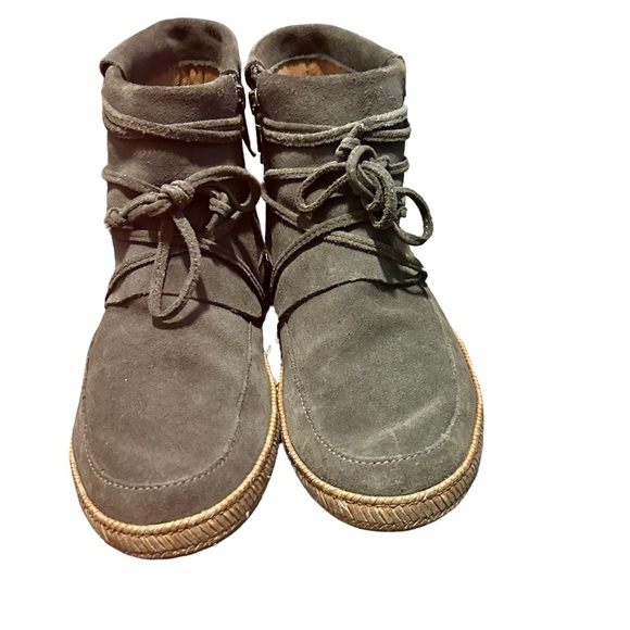 UGG Women's Dark Gray Suede Moccasin/Nomad Lace Up SIde ZIp Ankle Bootie-Size 8 - Picture 3 of 7
